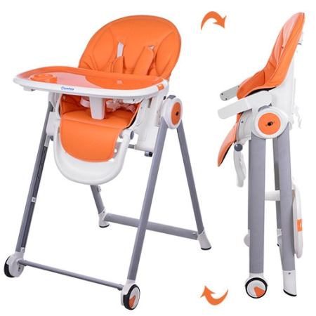 фото Стульчик для кормления M 3550-7 MOON выдвижной столик кожа (оранжевый)