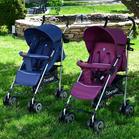 фото Коляска для детей BAMBI M 3459-1 прогулочная трость (синяя бордовая)