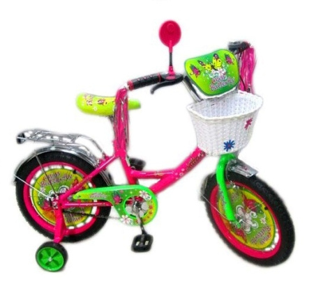 фото Двухколесный велосипед 16” Мисс Бабочка со съемными боковыми колесами