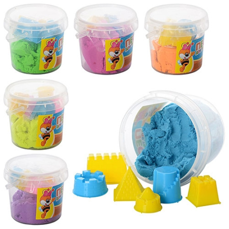 фото Кинетический песок для творчества МК 0466, 6 цветов, 6 формочек (500г)