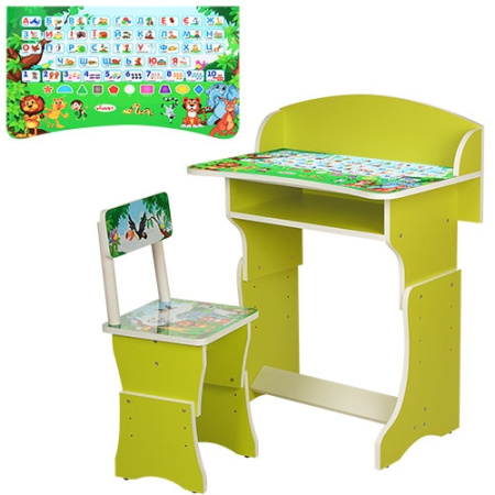 фото Детская парта 301-14-4 регулируемая по высоте укр алфавит (салатовая)