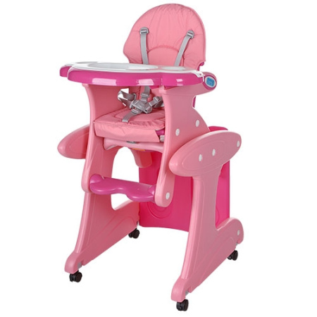 фото Пластиковый стульчик для кормления трансформер со столиком M 3267-8 (розовый)
