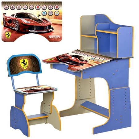фото Парта со стульчиком для детей BAMBI HB 2071M04-07 регулируемая высота (синяя Феррари)