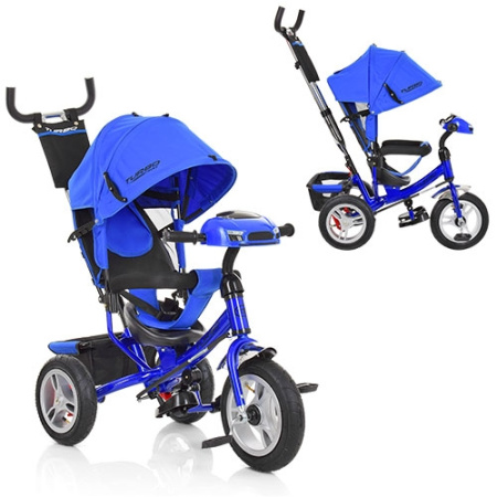 фото Детский трехколесный прогулочный велосипед TurboTrike M 3115HA-14 надувные колеса (синий индиго)