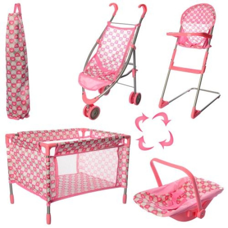 фото Игровой набор для куклы Melogo 9003 люлька-переноска коляска манеж стульчик для кормления