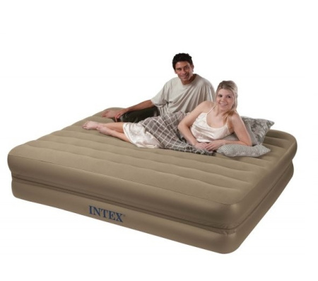 фото Надувная кровать матрас 2 в 1 велюр Intex 66754