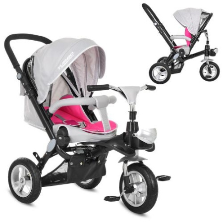 фото Детский велосипед трансформер Turbotrike M AL3645A-9 с надувными колесами (серо-розовый)