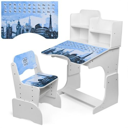 фото Детская регулируемая парта Bambi B 2071-40-1 Достопримечательности (белая)
