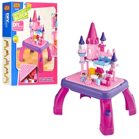 фото Игровой столик с набором конструктора JIXIN 3688B замок принцессы (76 деталей)