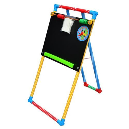 фото Детский мольберт 10489 для рисования мелом, со счетами и часиками
