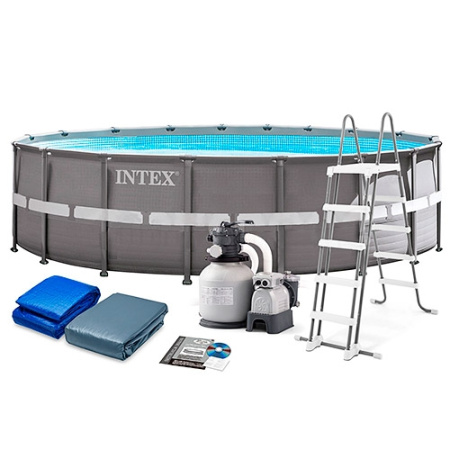 фото Каркасный бассейн Intex 26332 фильтр-насос лестница подстилка тент (549-132см)
