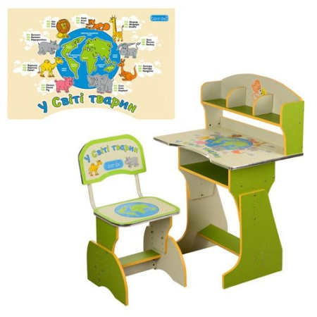 фото Парта для детей Bambi регулируется высота HB 2070 UK-07-7 укр язык (салатовая)