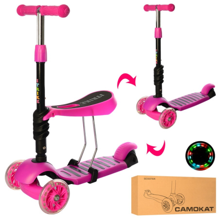 фото Самокат для детей 3в1 беговел iTrike JR 3-054-P трехколесный (розовый)