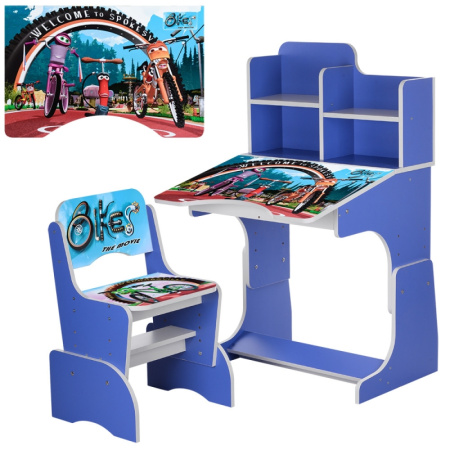 фото Детская парта трансформер W 2071-73-3 Bikes со стульчиком (синяя)