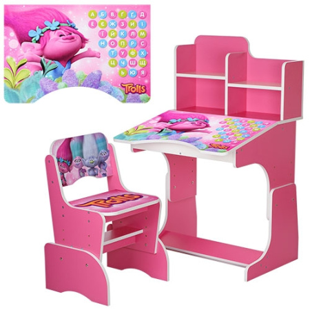 фото Парта с полочками Bambi W 2071-15 регулируемая по высоте (малиновая)