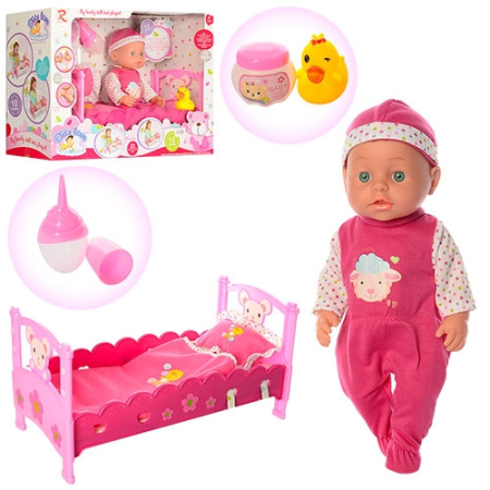 фото Детская кроватка с пупсом 6898 со звуковыми эффектами и аксессуарами