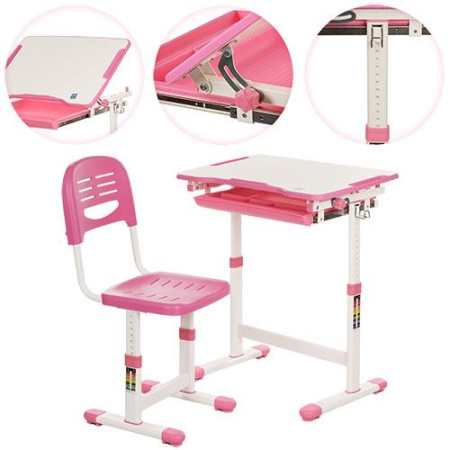 фото Детская регулируемая парта Bambi B 201-2 (розовая)