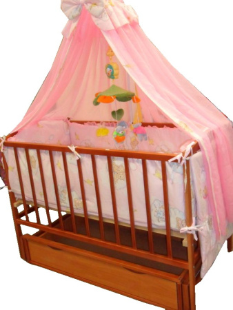 фото Детская кровать деревянная, бук на шарнире с ящиком