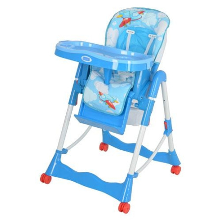 фото Стульчик для кормления RT 002 P с колесиками и корзиной (самолет, голубой)