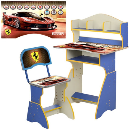 фото Детская парта со стульчиком BAMBI HB-2070M06-07 полочки (синяя Феррари)