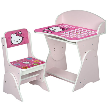 фото Регулируемая парта со стульчиком ML-315-04-2 Helloy kitty (розовая, рус.алфавит)