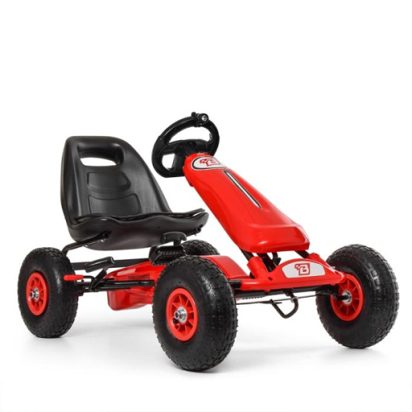 Детский педальный карт Bambi M 3590AL-3 на резиновых колесах с кожаным сиденьем (красный)