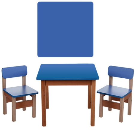 фото Деревянный набор столик с двумя стульчиками F095 (синий)