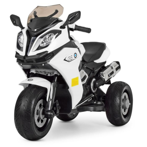 Детский электромобиль мотоцикл Bambi M 3913EL-1 кожаное сиденье и музыка (белый)