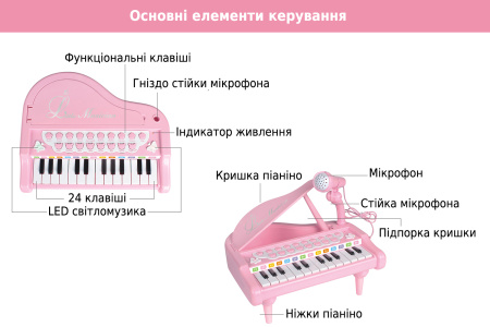 фото Детское пианино синтезатор Baoli "Маленький музикант" с микрофоном 24 клавиши (розовый)