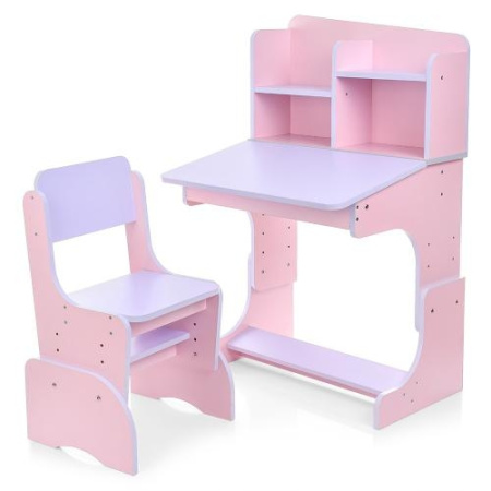 фото Детская парта со стульчиком F 2071A-8-9 регулируемая высота (сиренево-розовая)