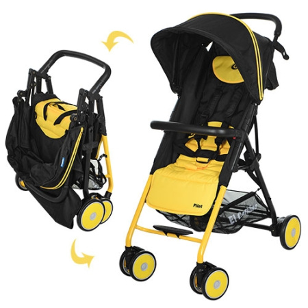 фото Коляска для детей PILOT M 3294-6 прогулочная с глубокой крышей (желто-черный)