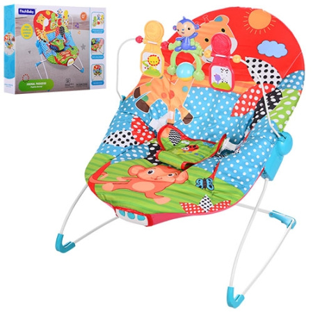 фото Детский шезлонг 88963 подвески музыка вибро (красно-голубо-зеленый)