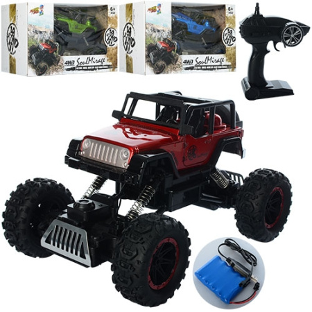 фото Джип на радиоуправлении G03055R резиновые колеса 4х4 амортизаторы (34см)