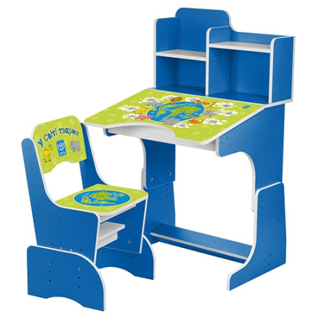 фото Парта Bambi B 2071-8 с полочками (синий, животные)