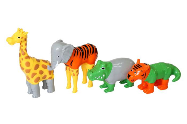 Пазл 3D детский магнитные животные POPULAR Playthings Mix or Match (тигр, крокодил, слон, жираф)