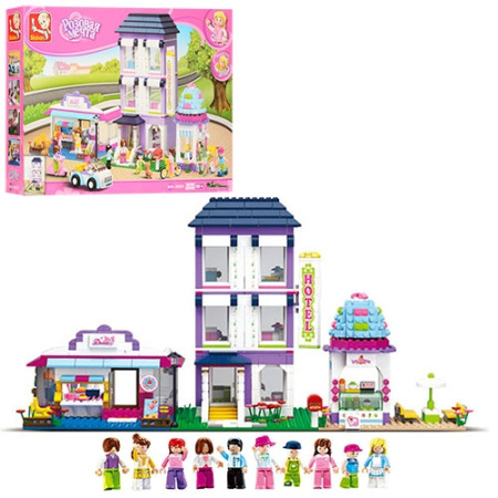 фото Конструктор для детей SLUBAN M38-B0579 гостиница магазин (972 детали)