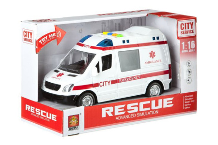 фото Машинка инерционная 1:16 Wenyi Скорая помощь со звуком и светом