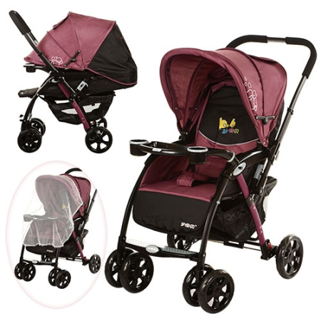 фото Детская прогулочная коляска – книжка BD208-9 c глубокой крышей (бордовая)
