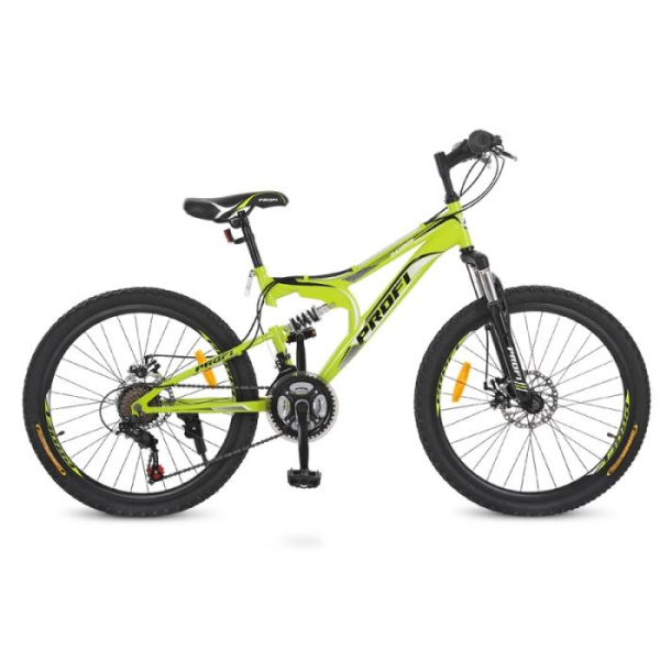 Спортивный велосипед 24 дюйма Profi G24DAMPER S24.4 стальная рама 15" (салатовый)