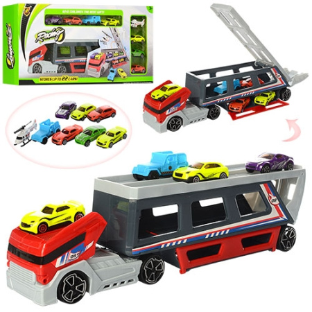 фото Детский игровой трейлер P856-A с машинками