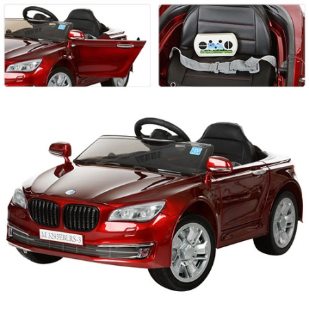 фото Детский электромобиль машина BMW M 3293EBLRS-3 с кожаным сиденьем и автокраской (красный)
