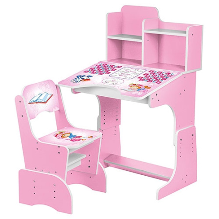 фото Парта с полочками Bambi W 2071-13 регулируемая по высоте (розовая)