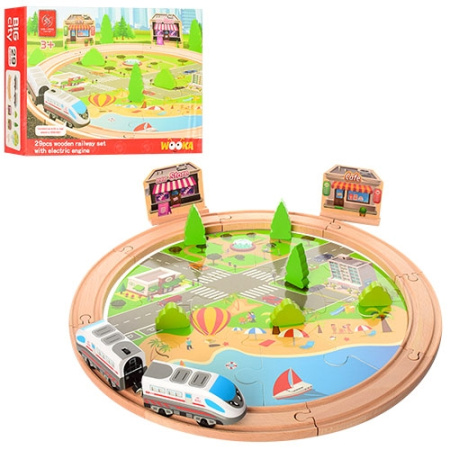 фото Деревянная железная дорога MD 1055 два вагончика