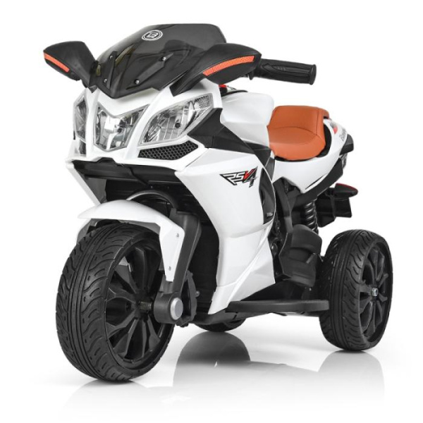 Детский электромобиль мотоцикл Bambi M 3912EL-1 с кожаным сиденьем колеса ЕВА (белый)