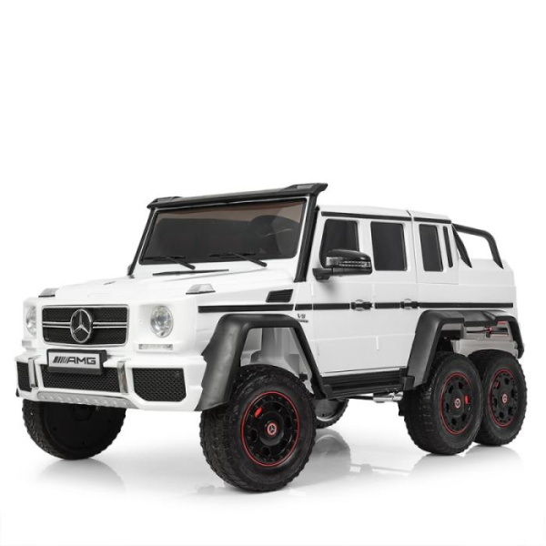 Шестиколесный джип для детей Mercedes G63 AMG M 3971EBLR-1 с кожаным сиденьем (белый)