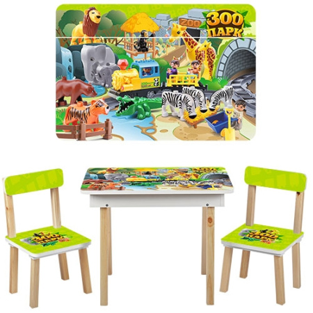 фото Столик с ящиком и двумя стульчиками 503-19 Зоопарк