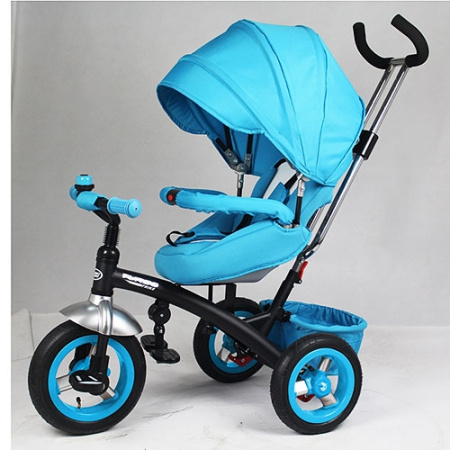 фото Трехколесный велосипед колясочного типа Turbotrike M 3195-4A с резиновыми колесами (бирюзовый)