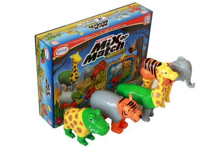 фото Пазл 3D детский магнитные животные POPULAR Playthings Mix or Match (тигр, крокодил, слон, жираф)