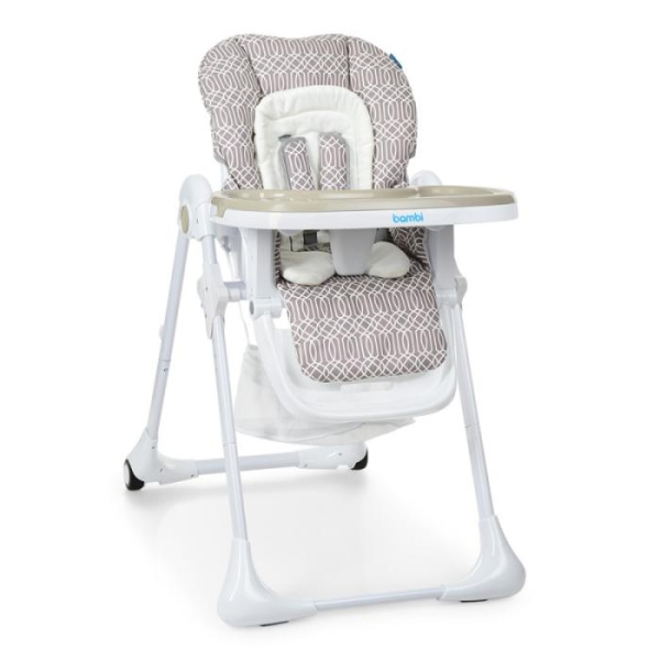 Детский стульчик для кормления Bambi M 3890 Ornament Beige кожаный (бежевый)