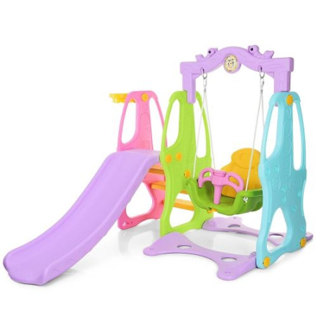 фото Горка-качель пластик YG2016-3-1 с баскетбольным кольцом